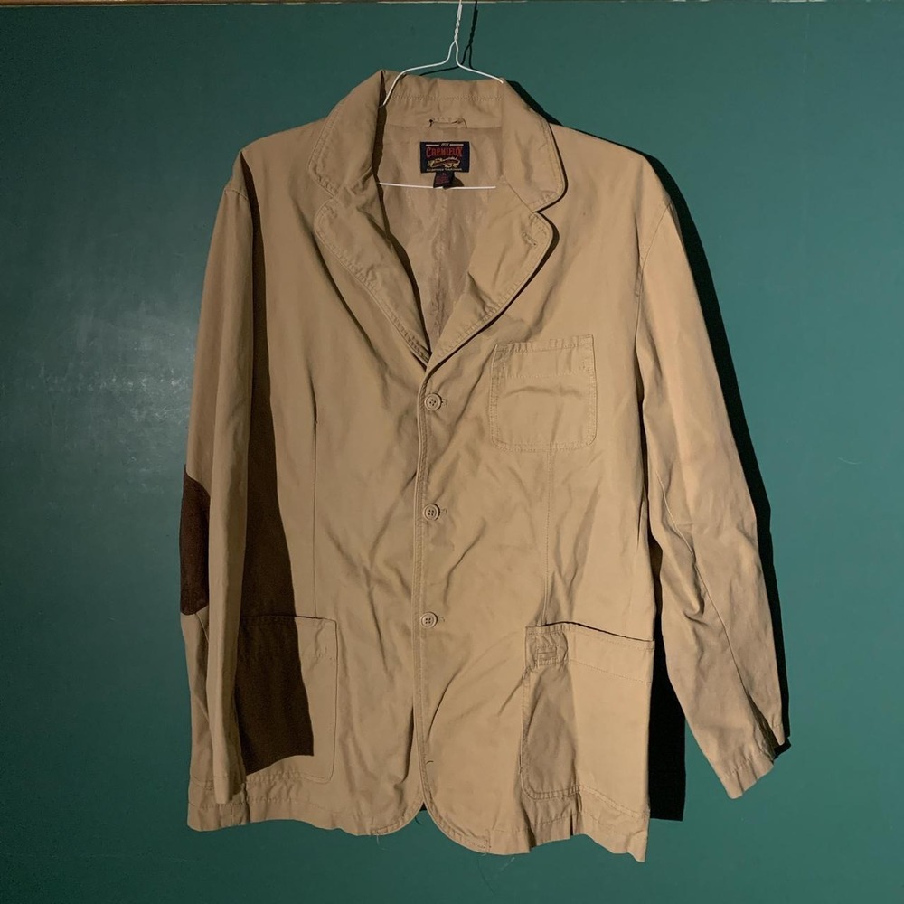 Cremieux Mens XL Tan Brown Elbow Patch Western Blazer Vintage Cotton Jacket